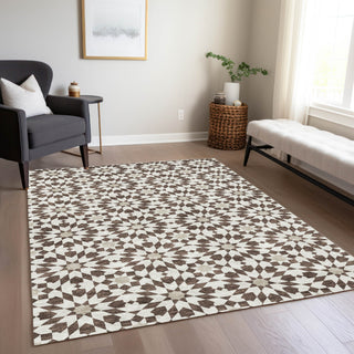 Piper Looms Chantille Spiral ACN734 Brown Machine Washable Area Rug Lifestyle Image Feature