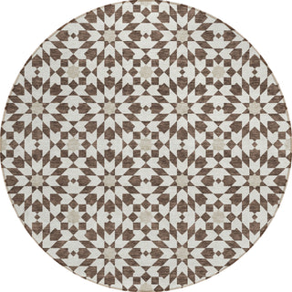 Piper Looms Chantille Spiral ACN734 Brown Machine Washable Area Rug Round Main Image