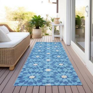 Piper Looms Chantille Spiral ACN734 Denim Machine Washable Area Rug Runner Outdoor Lifestyle Image Feature
