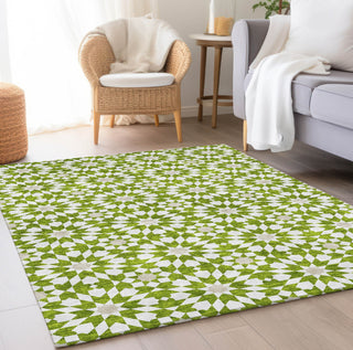 Piper Looms Chantille Spiral ACN734 Lime Machine Washable Area Rug Lifestyle Image Feature