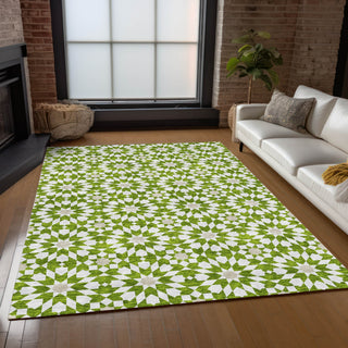 Piper Looms Chantille Spiral ACN734 Lime Machine Washable Area Rug Lifestyle Image Feature