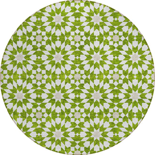 Piper Looms Chantille Spiral ACN734 Lime Machine Washable Area Rug Round Main Image