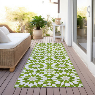 Piper Looms Chantille Spiral ACN734 Lime Machine Washable Area Rug Runner Outdoor Lifestyle Image Feature