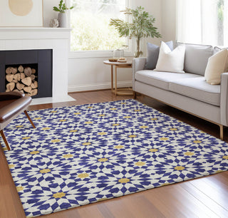 Piper Looms Chantille Spiral ACN734 Navy Machine Washable Area Rug Lifestyle Image Feature