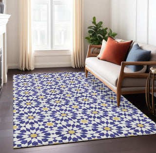 Piper Looms Chantille Spiral ACN734 Navy Machine Washable Area Rug Lifestyle Image Feature