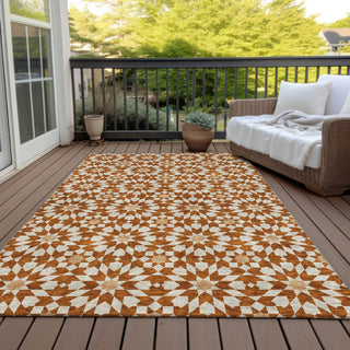 Piper Looms Chantille Spiral ACN734 Paprika Machine Washable Area Rug Outdoor Lifestyle Image Feature