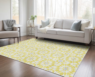 Piper Looms Chantille Spiral ACN734 Yellow Machine Washable Area Rug Lifestyle Image Feature