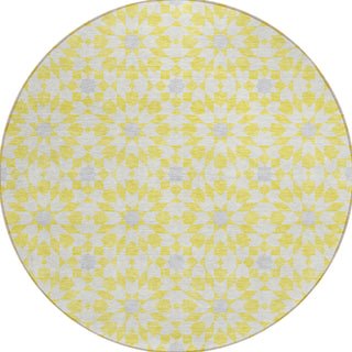 Piper Looms Chantille Spiral ACN734 Yellow Machine Washable Area Rug Round Main Image
