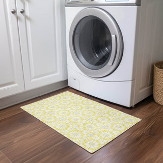 Piper Looms Chantille Spiral ACN734 Yellow Machine Washable Area Rug Scatter Lifestyle Image Feature