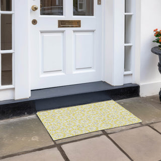 Piper Looms Chantille Spiral ACN734 Yellow Machine Washable Area Rug Scatter Outdoor Lifestyle Image Feature