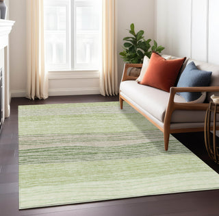 Piper Looms Chantille Stripes ACN735 Aloe Machine Washable Area Rug Lifestyle Image Feature