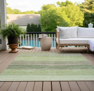 Piper Looms Chantille Stripes ACN735 Aloe Machine Washable Area Rug Outdoor Lifestyle Image Feature