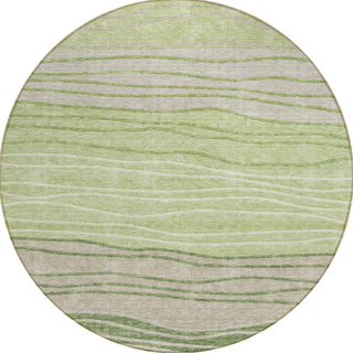 Piper Looms Chantille Stripes ACN735 Aloe Machine Washable Area Rug Round Main Image