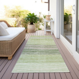 Piper Looms Chantille Stripes ACN735 Aloe Machine Washable Area Rug Runner Outdoor Lifestyle Image Feature