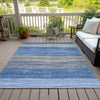 Piper Looms Chantille Stripes ACN735 Blue Machine Washable Area Rug Outdoor Lifestyle Image Feature