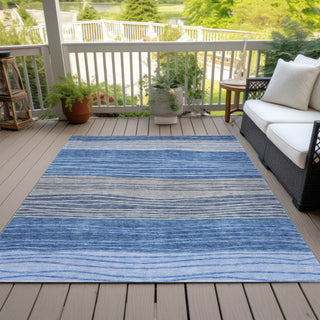 Piper Looms Chantille Stripes ACN735 Blue Machine Washable Area Rug Outdoor Lifestyle Image Feature