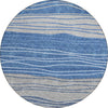 Piper Looms Chantille Stripes ACN735 Blue Machine Washable Area Rug Round Main Image