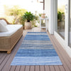 Piper Looms Chantille Stripes ACN735 Blue Machine Washable Area Rug Runner Outdoor Lifestyle Image Feature