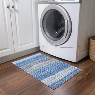Piper Looms Chantille Stripes ACN735 Blue Machine Washable Area Rug Scatter Lifestyle Image Feature