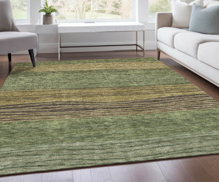 Piper Looms Chantille Stripes ACN735 Olive Machine Washable Area Rug Lifestyle Image Feature