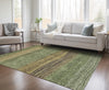 Piper Looms Chantille Stripes ACN735 Olive Machine Washable Area Rug Lifestyle Image Feature