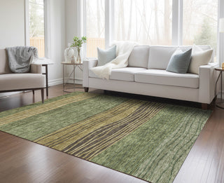 Piper Looms Chantille Stripes ACN735 Olive Machine Washable Area Rug Lifestyle Image Feature