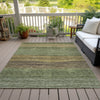 Piper Looms Chantille Stripes ACN735 Olive Machine Washable Area Rug Outdoor Lifestyle Image Feature