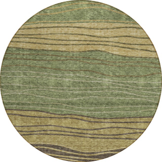 Piper Looms Chantille Stripes ACN735 Olive Machine Washable Area Rug Round Main Image