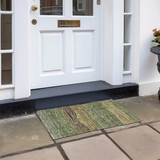 Piper Looms Chantille Stripes ACN735 Olive Machine Washable Area Rug Scatter Outdoor Lifestyle Image Feature