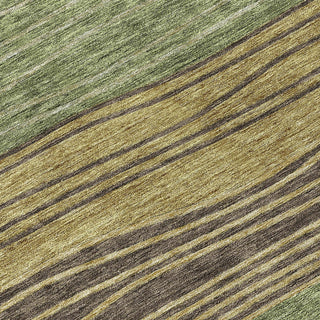 Piper Looms Chantille Stripes ACN735 Olive Machine Washable Area Rug Swatch Image