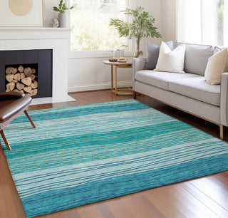 Piper Looms Chantille Stripes ACN735 Sky Machine Washable Area Rug Lifestyle Image Feature