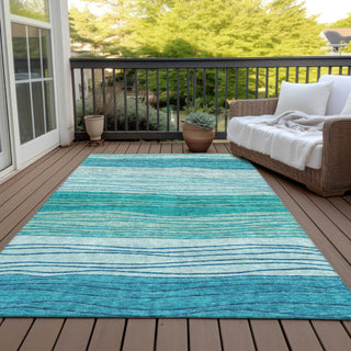 Piper Looms Chantille Stripes ACN735 Sky Machine Washable Area Rug Outdoor Lifestyle Image Feature