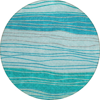 Piper Looms Chantille Stripes ACN735 Sky Machine Washable Area Rug Round Main Image