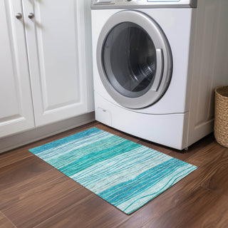 Piper Looms Chantille Stripes ACN735 Sky Machine Washable Area Rug Scatter Lifestyle Image Feature