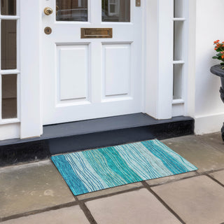 Piper Looms Chantille Stripes ACN735 Sky Machine Washable Area Rug Scatter Outdoor Lifestyle Image Feature