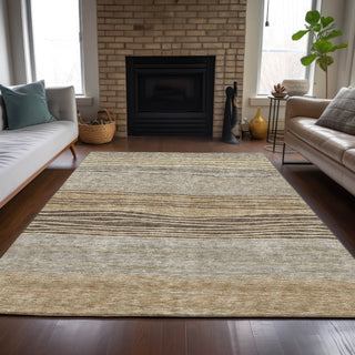Piper Looms Chantille Stripes ACN735 Taupe Machine Washable Area Rug Lifestyle Image Feature