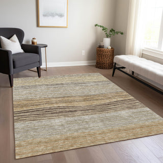 Piper Looms Chantille Stripes ACN735 Taupe Machine Washable Area Rug Lifestyle Image Feature
