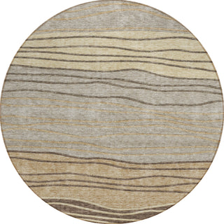 Piper Looms Chantille Stripes ACN735 Taupe Machine Washable Area Rug Round Main Image