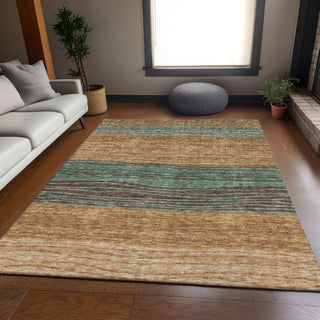 Piper Looms Chantille Stripes ACN735 Terracotta Machine Washable Area Rug Lifestyle Image Feature