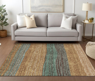 Piper Looms Chantille Stripes ACN735 Terracotta Machine Washable Area Rug Lifestyle Image Feature