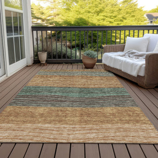 Piper Looms Chantille Stripes ACN735 Terracotta Machine Washable Area Rug Outdoor Lifestyle Image Feature