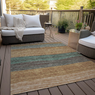 Piper Looms Chantille Stripes ACN735 Terracotta Machine Washable Area Rug Outdoor Lifestyle Image Feature