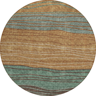Piper Looms Chantille Stripes ACN735 Terracotta Machine Washable Area Rug Round Main Image