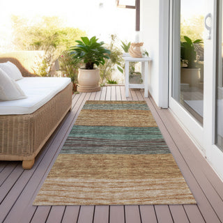 Piper Looms Chantille Stripes ACN735 Terracotta Machine Washable Area Rug Runner Outdoor Lifestyle Image Feature