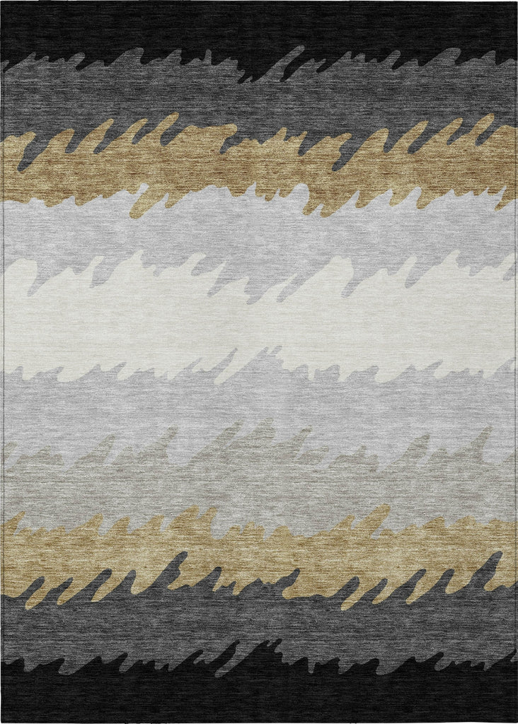 Piper Looms Chantille Stripes ACN736 Black Machine Washable Area Rug main image