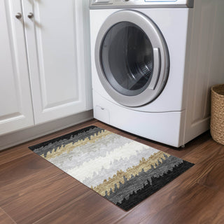 Piper Looms Chantille Stripes ACN736 Black Machine Washable Area Rug Scatter Lifestyle Image Feature