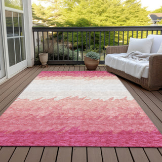 Piper Looms Chantille Stripes ACN736 Blush Machine Washable Area Rug Outdoor Lifestyle Image Feature