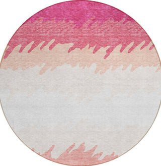 Piper Looms Chantille Stripes ACN736 Blush Machine Washable Area Rug Round Main Image