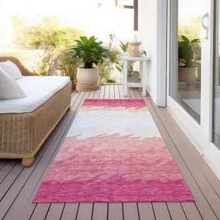 Piper Looms Chantille Stripes ACN736 Blush Machine Washable Area Rug Runner Outdoor Lifestyle Image Feature