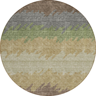 Piper Looms Chantille Stripes ACN736 Chocolate Machine Washable Area Rug Round Main Image